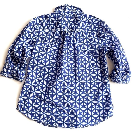 Chicos Blue White Shibori Print Button Up Size 1 Small - Picture 3 of 15